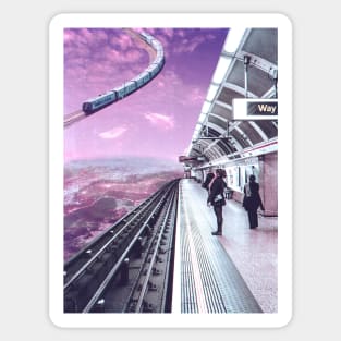 Sky Train - Space Aesthetic, Retro Futurism, Sci Fi Sticker